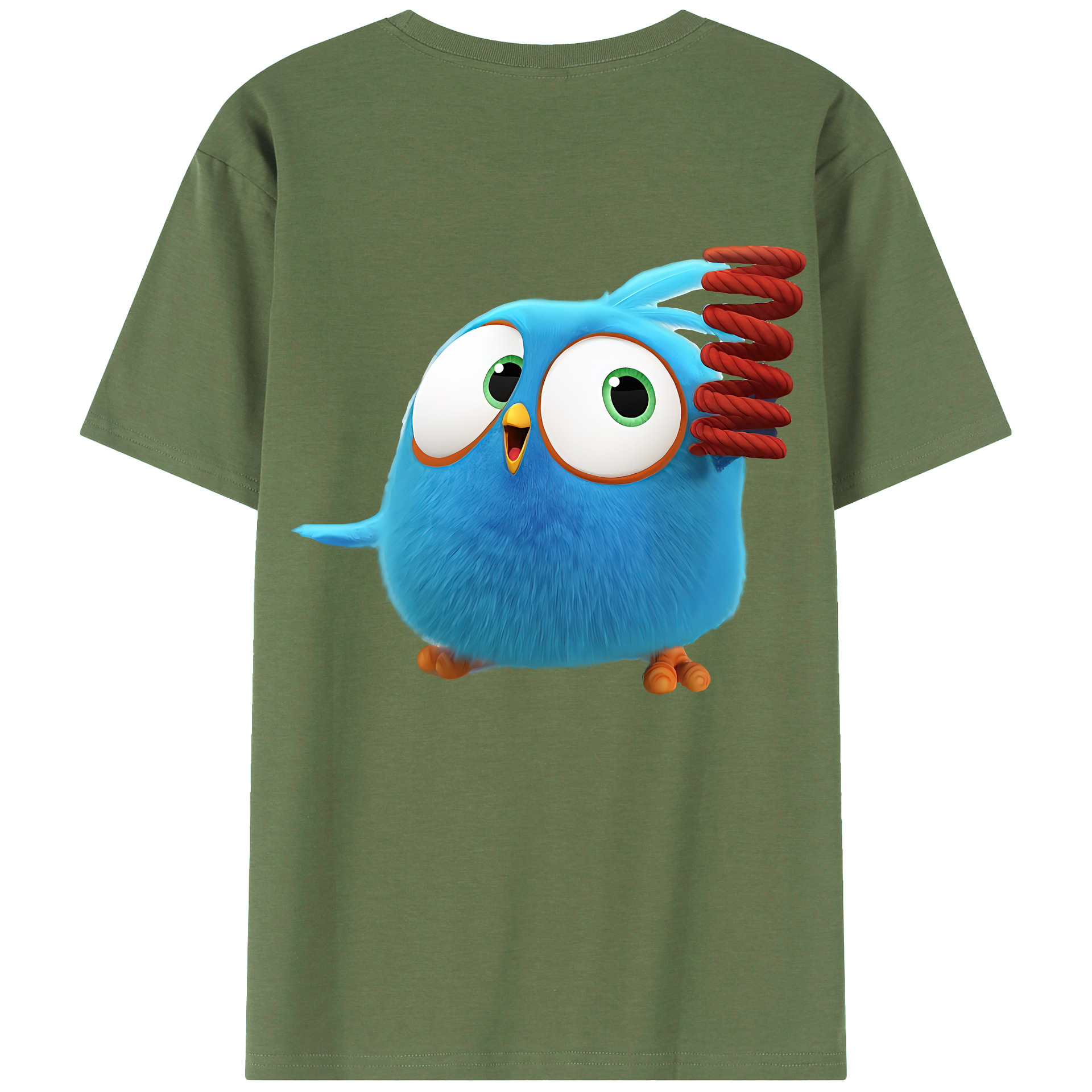 （画像用） Angry Birds アングリーバード 綿100％ メンズ半袖Tシャツ（バックプリント） 通気性